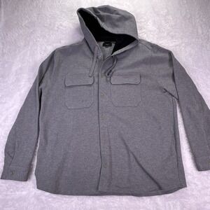 Vince Men's 2XL Moss Stitch Tweed Button-Up Hoodie‎ Jacket Gray Front Pockets